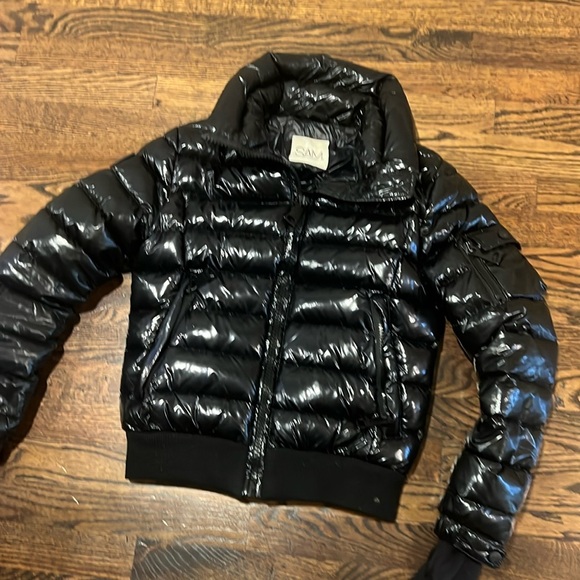 COPY - SAM shiny black puffer Coat. Women’s size small. Excellent condition! - Picture 1 of 8